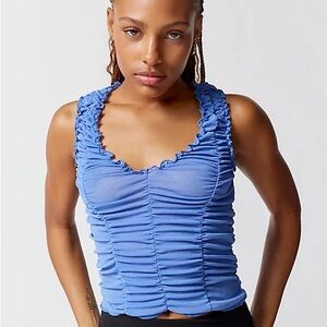Urban Outfitters UO Katy Ruched Blue Tank Top XS